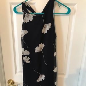 Floral Navy Blue and White Floral Dress